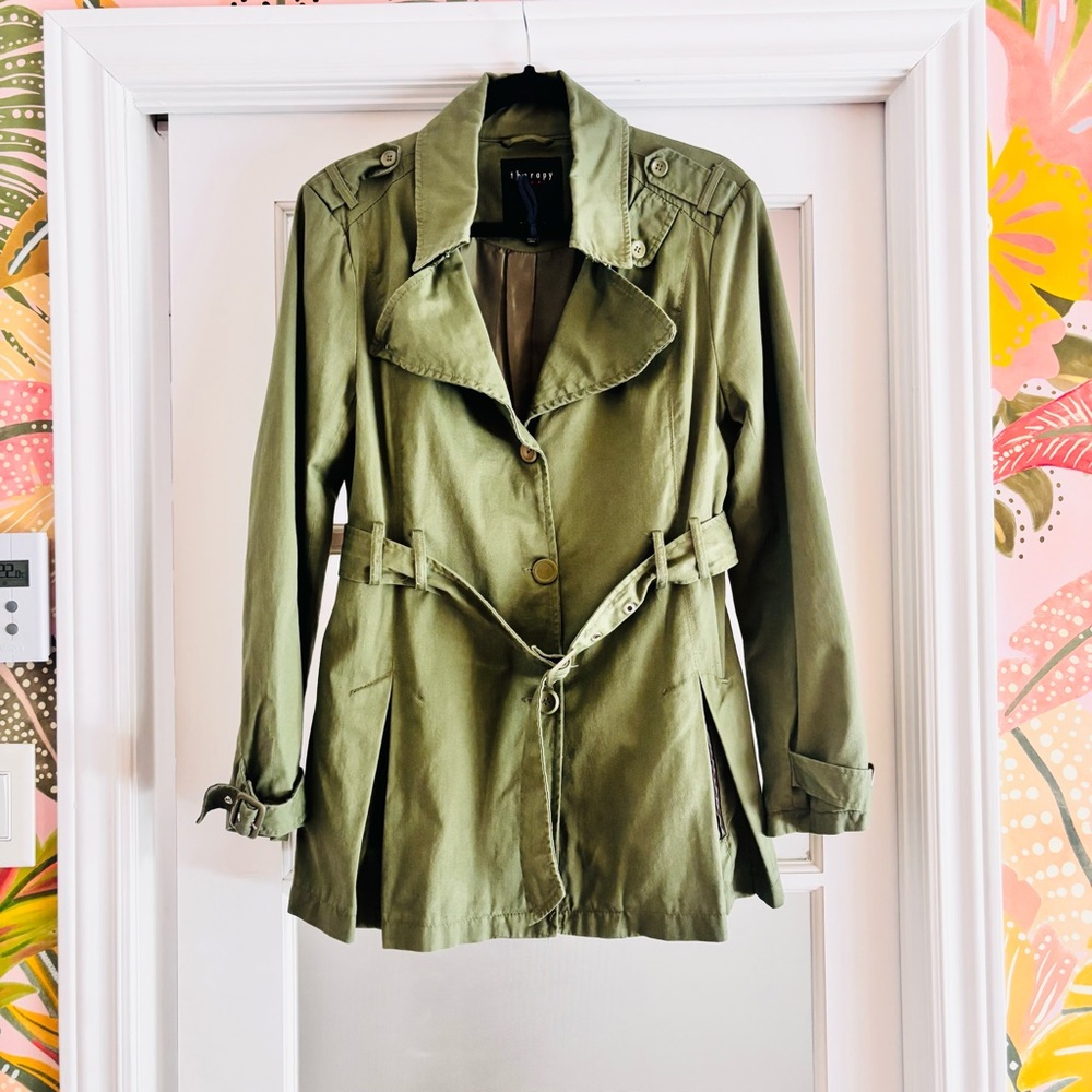 #26 Therapy Green Trench Coat